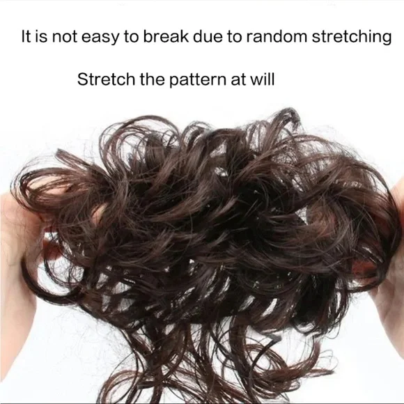 Synthetic Bun Bun Messy Curls Band Elastic Hair Clip Wig Piece Women Hair Clip - Picture 3 of 4